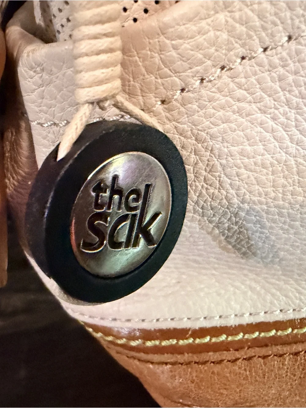The Sak Cream and Tan Leather-Trim Shoulder Bag